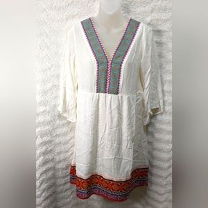 WHITE MARK Boho DRESS Sz S * Crochet Lace * Square neckline